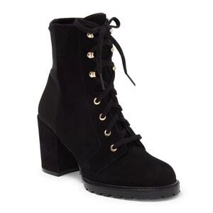 Stuart Weitzman Boots‎ Women's 5 Savannah Black Suede Leather Lace Up NWT